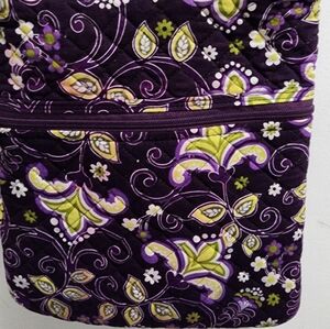 Elegant Purple Floral Quilted Cosmetic Bag
